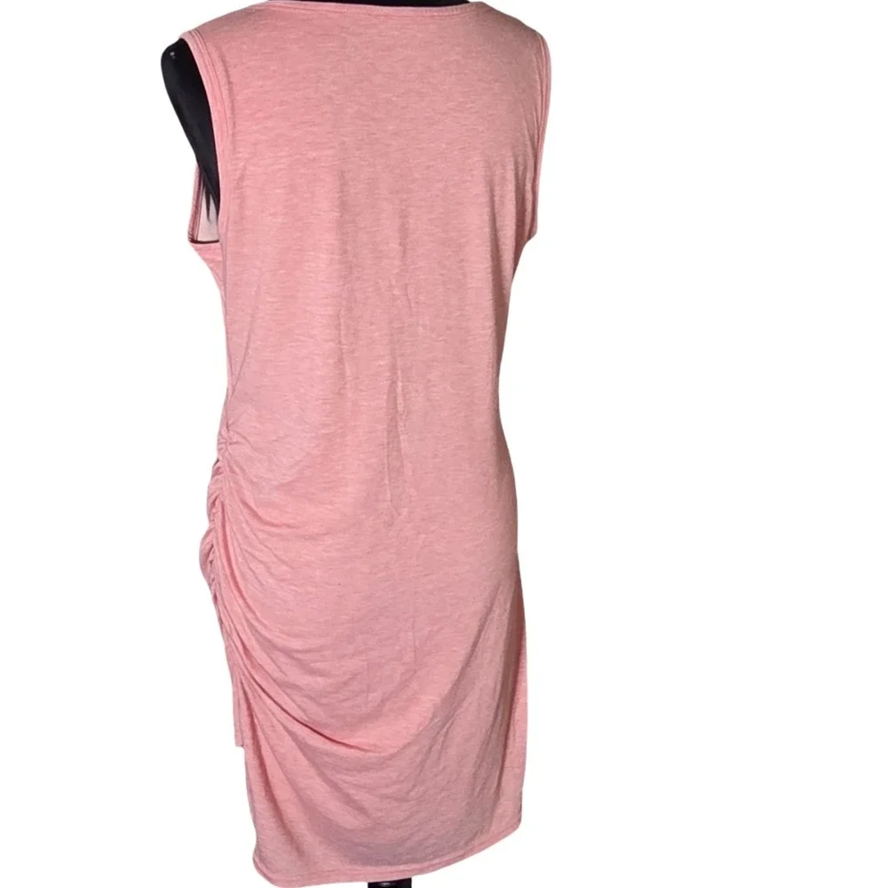 BTFBM Pink Ruched Side Dress Womens L Sleeveless Knit‎ Casual Midi Bodycon